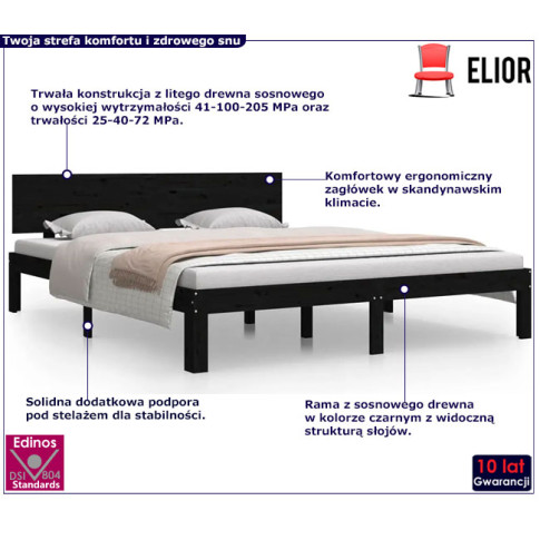 Drewniane łóżko w kolorze czarnym 160x200 Iringa 6X
