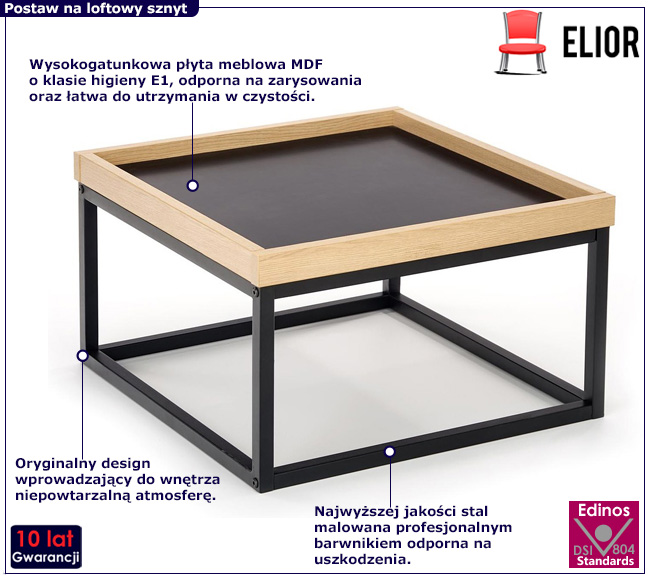 Kwadratowy stolik kawowy Idylio 3X