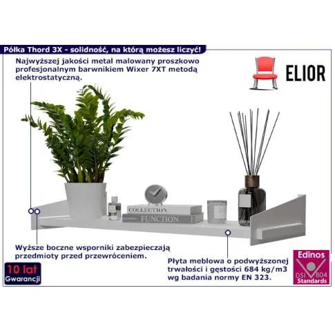 Ścienna półka Thord 3X biały