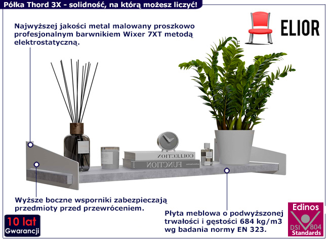 Półka ścienna Mizu 3X biały+beton