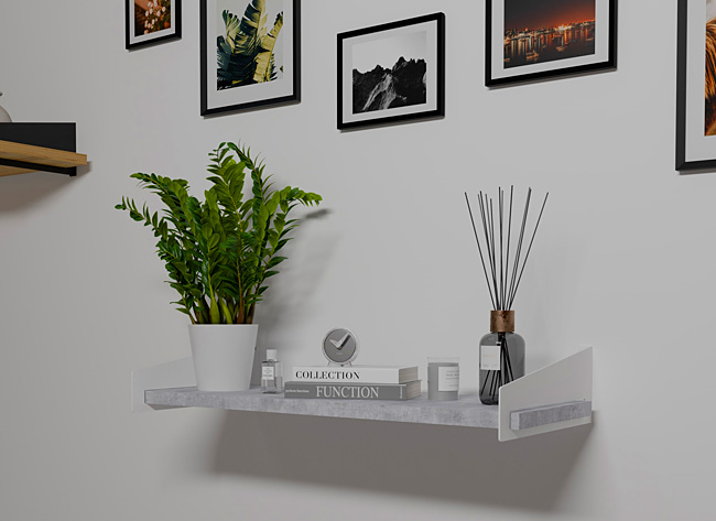 Wizualizacja wiszącej półki Mizu 3X biały+beton