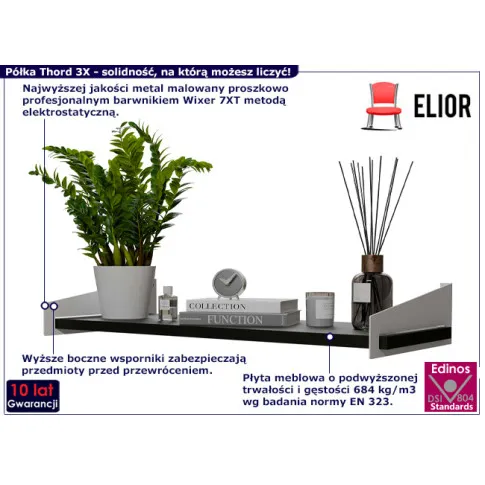 Ścienna półka Thord 3X biały czarny