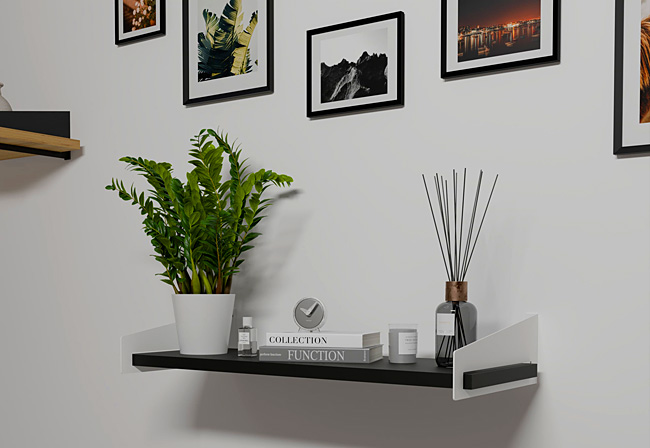 Wizualizacja wiszącej półki Mizu 3X biały+czarny