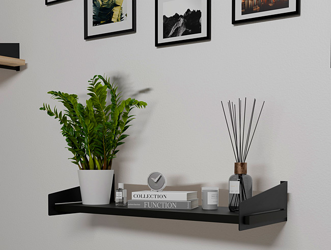 Wizualizacja wiszącej półki Mizu 4X kolor czarny