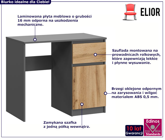 Nowoczesne biurko z szufladą Elian