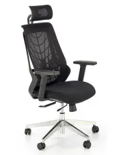 Czarny ergonomiczny fotel obrotowy z regulacją wysokości siedziska - Zynex w sklepie Edinos.pl