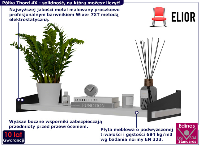 Półka ścienna Tabou 4X kolor czarny+biały