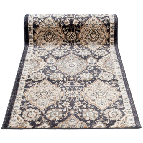 Antracytowy wzorzysty chodnik dywanowy w stylu vintage Celanto 4X