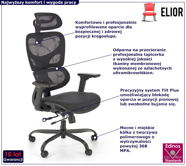 Czarny fotel obrotowy Ronis