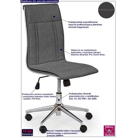 Fotografia Fotel obrotowy Helsi 2X - ciemny popiel z kategorii Fotele obrotowe