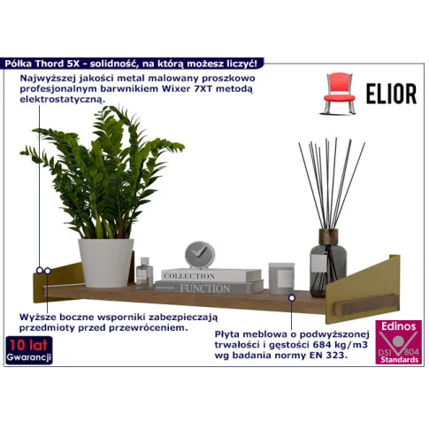 Ścienna półka Thord 5X złoty dąb lancelot