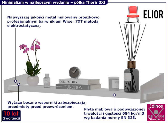 Minimalistyczna półka ścienna Thorir 3X kolor biały