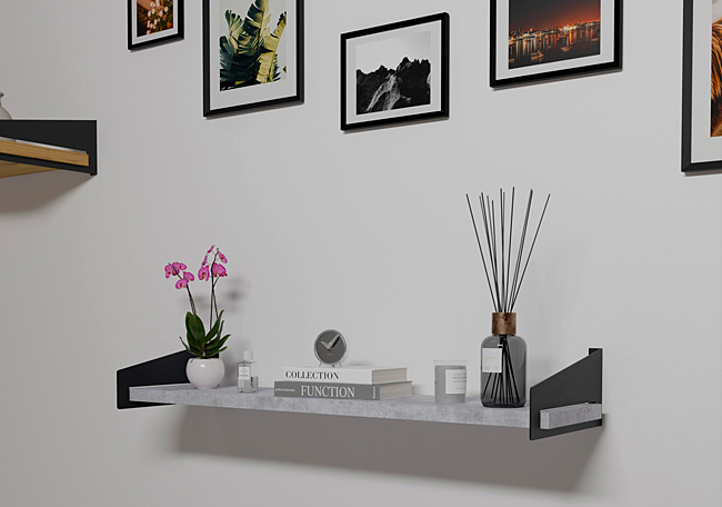 Wizualizacja wiszącej półki Netfox 4X czarny+beton