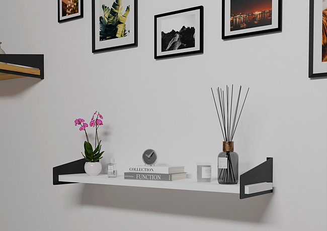 Wizualizacja wiszącej półki Netfox 4X czarny+biały