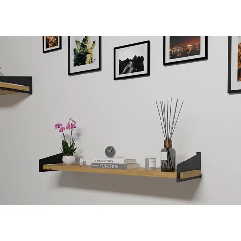 Wizualizacja półki ściennej Thorir 4X czarny dąb artisan