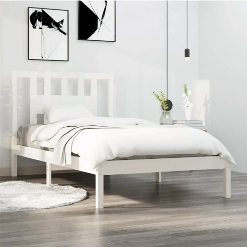 Aranżacja z sosnowym białym łóżkiem 90x200 Basel 3X