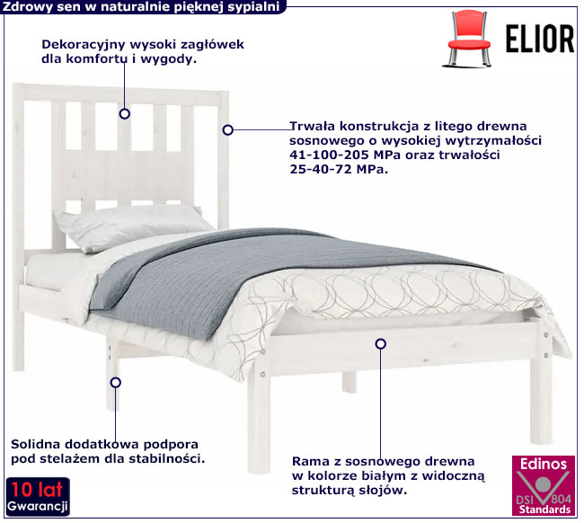 białe drewniane łózko Pierot 3X