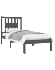 Szare pojedyncze łóżko z drewna 90x200 - Basel 3X w sklepie Edinos.pl
