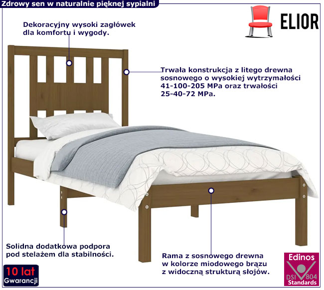 Brązowe drewniane łóżko Basel 3X
