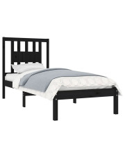 Czarne drewniane łóżko pojedyncze 90x200 - Basel 3X w sklepie Edinos.pl
