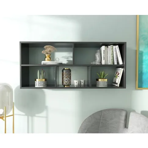 aranżacja z czarną półką nad biurko Gevra 3X