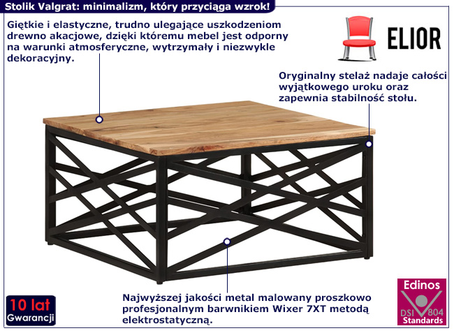 Drewniany stolik kawowy loft Normi