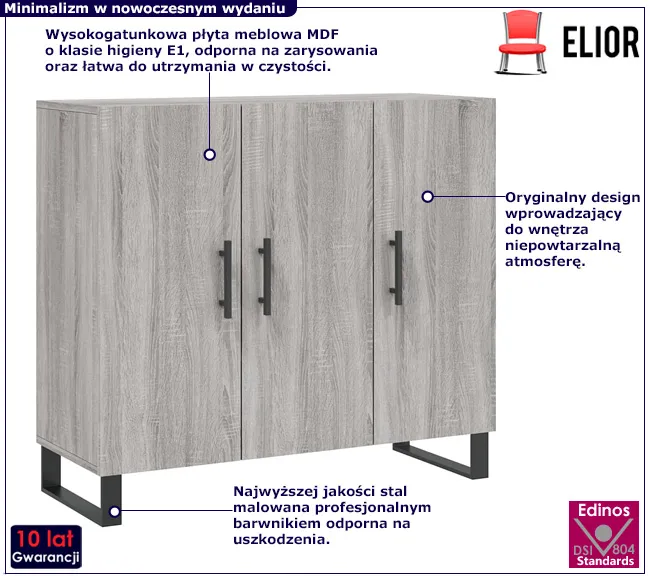 Komoda na nóżkach szary dąb sonoma Molti