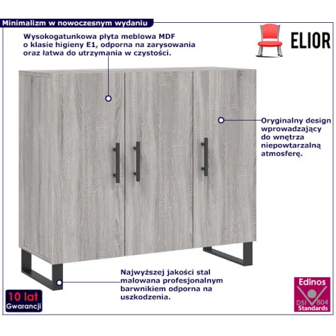 Minimalistyczna komoda szary dąb sonoma Unami