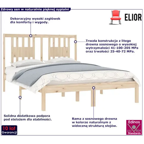 Drewniane łóżko w kolorze naturalnym 120x200 Basel 4X
