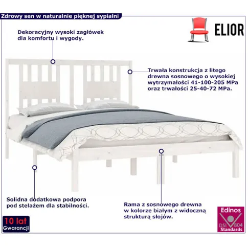 Drewniane łóżko w kolorze białym 120x200 Basel 4X
