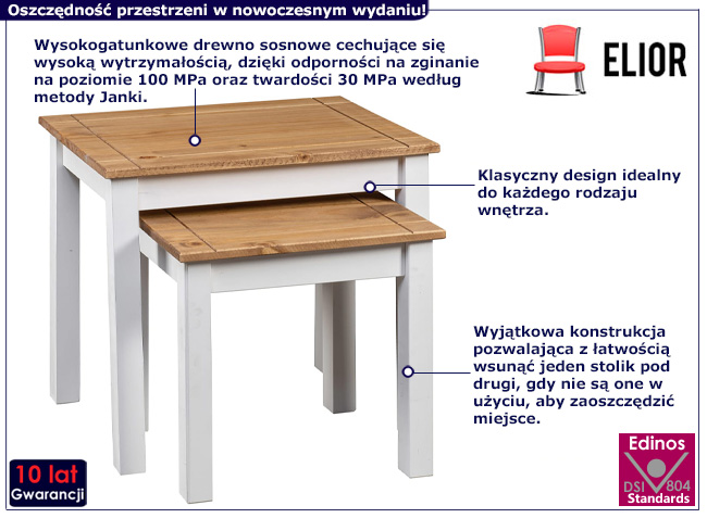 Zestaw 2 stolików kawowych Auris kolor biały