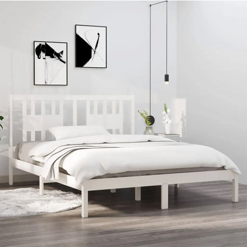 Aranżacja z sosnowym białym łóżkiem 140x200 Basel 5X