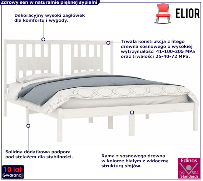 białe drewniane łóżko Basel 5X