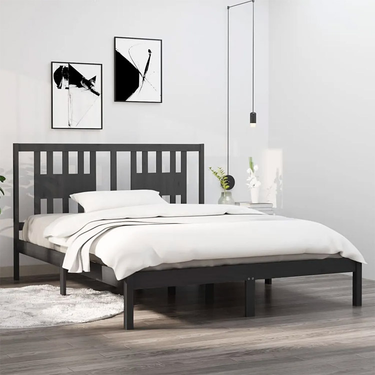 Szare drewniane łóżko Basek 5X