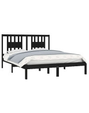 Czarne podwójne łóżko z drewna 140x200 - Basel 5X w sklepie Edinos.pl