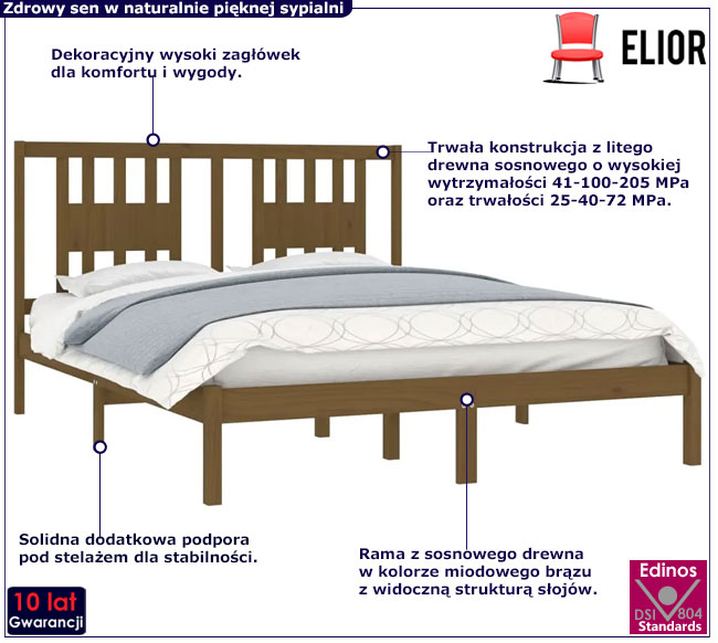 Brązowe drewniane łóżko Basel 6X