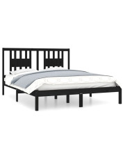 Dwuosobowe czarne łóżko z drewna 160x200 - Basel 6X w sklepie Edinos.pl