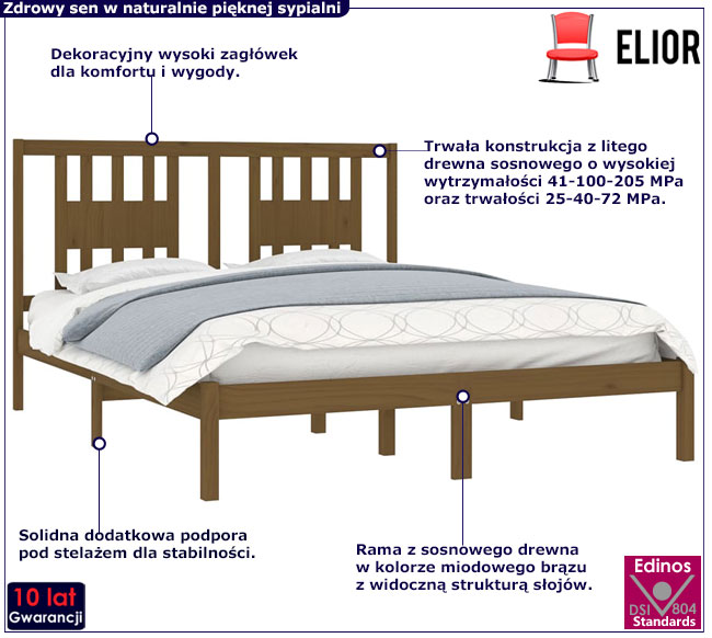 Brązowe łóżko drewniane Basel 5X