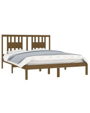 Małżeńskie drewniane łóżko miodowy brąz 140x200 - Basel 5X w sklepie Edinos.pl