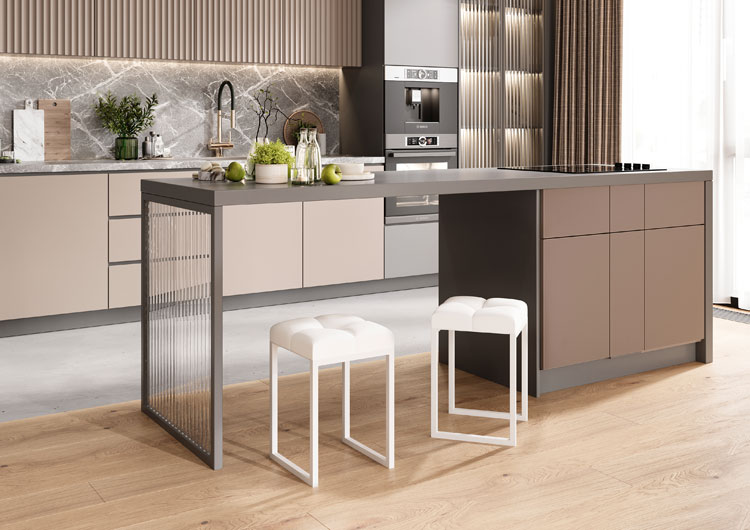 Biały industrialny kwadratowy taboret Lota