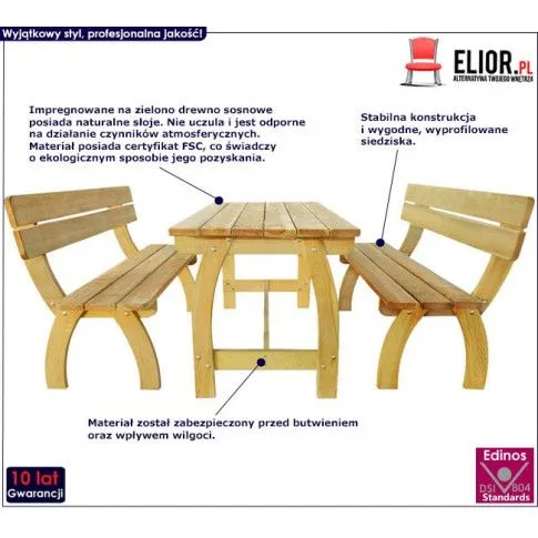 Fotografia Zestaw drewnianych mebli ogrodowych Darco 3X - brązowy z kategorii Stoły, krzesła, ławki