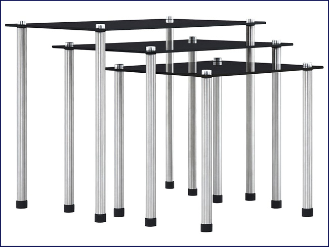 Stoliki wsuwane pod siebie ze szkła hartowanego Lioren