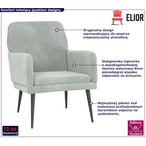 Szary fotel tapicerowany Efestos