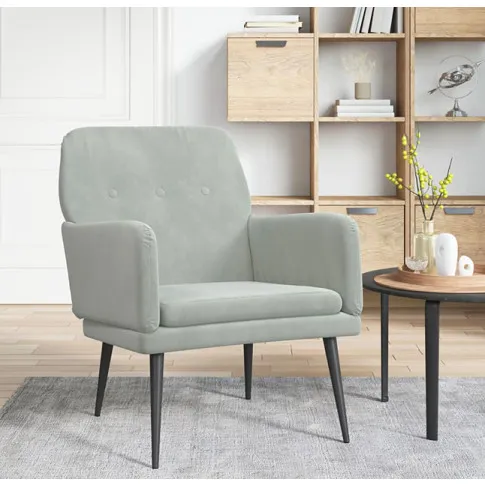 Szary tapicerowany welurem fotel Efestos