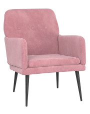 Różowy welurowy fotel wypoczynkowy - Efestos w sklepie Edinos.pl
