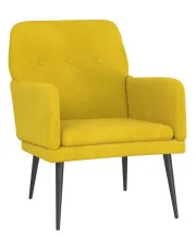 Żółty tapicerowany fotel welurowy - Efestos