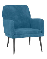Niebieski fotel wypoczynkowy tapicerowany welurem - Efestos w sklepie Edinos.pl