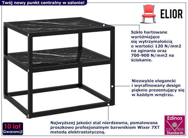 Czarny szklany stolik kawowy Hlif