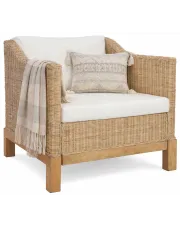 Rattanowy fotel z poduszkami na drewnianej ramie - Zellia w sklepie Edinos.pl