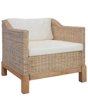Rattanowy fotel z poduszkami na drewnianej ramie - Ingun